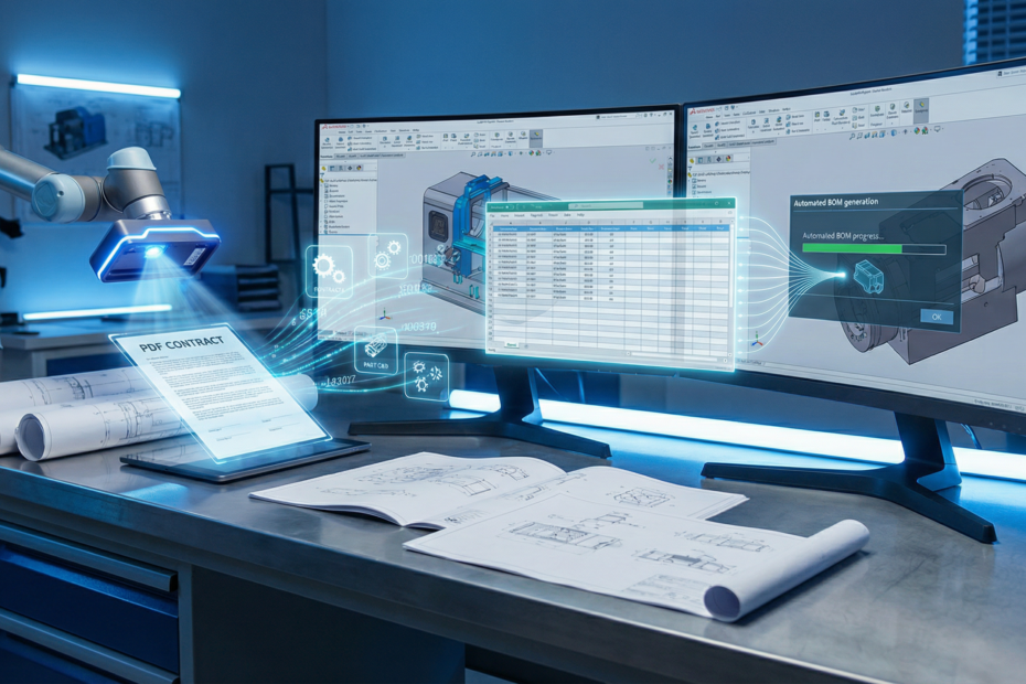 Automated RFQ to BOM extraction from PDF documents and CAD files using AI
